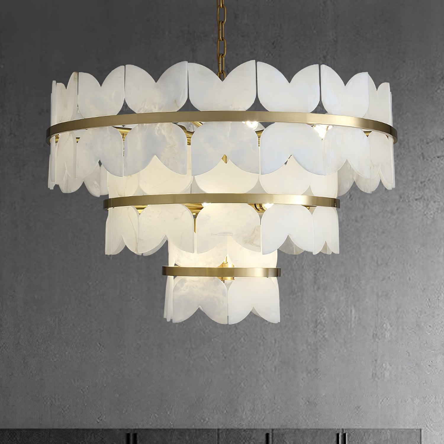 Alabaster Cloudscape Chandelier with 1/2 layer - Alabaster, Alabaster Chandelier-1-Luxehomezone