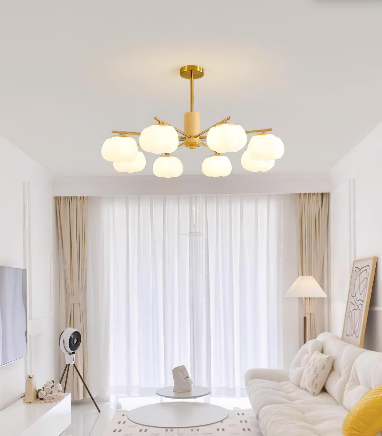 Wooden Cotton Balls Chandelier with 5/8 lamps - Zahara-1-Luxehomezone