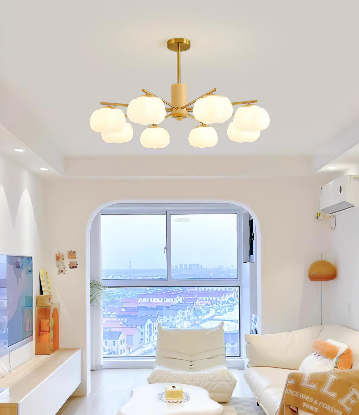 Wooden Cotton Balls Chandelier with 5/8 lamps - Zahara-1-Luxehomezone
