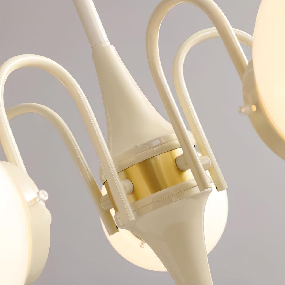 Cream Glass Ball Chandelier ∅ 19.7″ - Bend-1-Luxehomezone