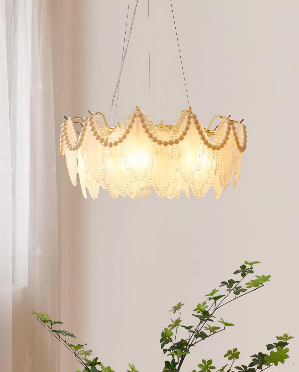Maple Leaf Type Glass Chandelier - Cylinder-1-Luxehomezone