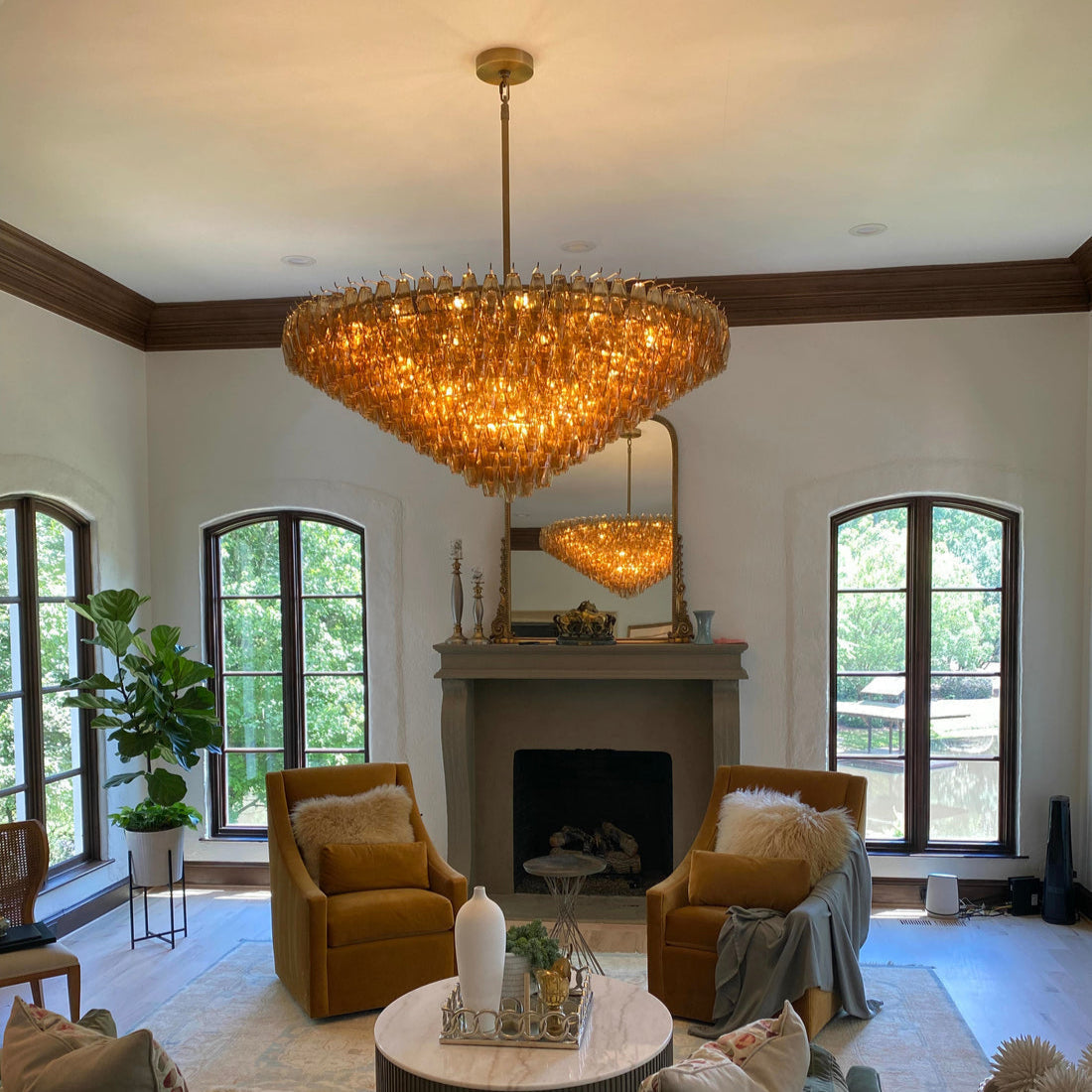 Chara Glass Tiered Round Chandelier 61"