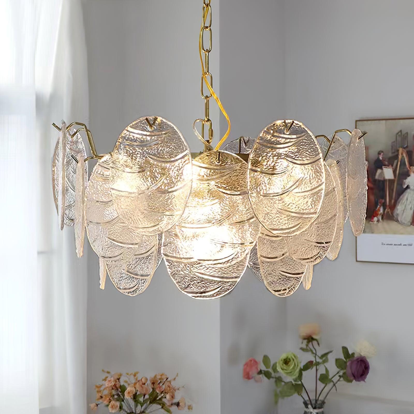 Glass Disc Chandelier with 4/6/9/12 heads - Cylinder-1-Luxehomezone