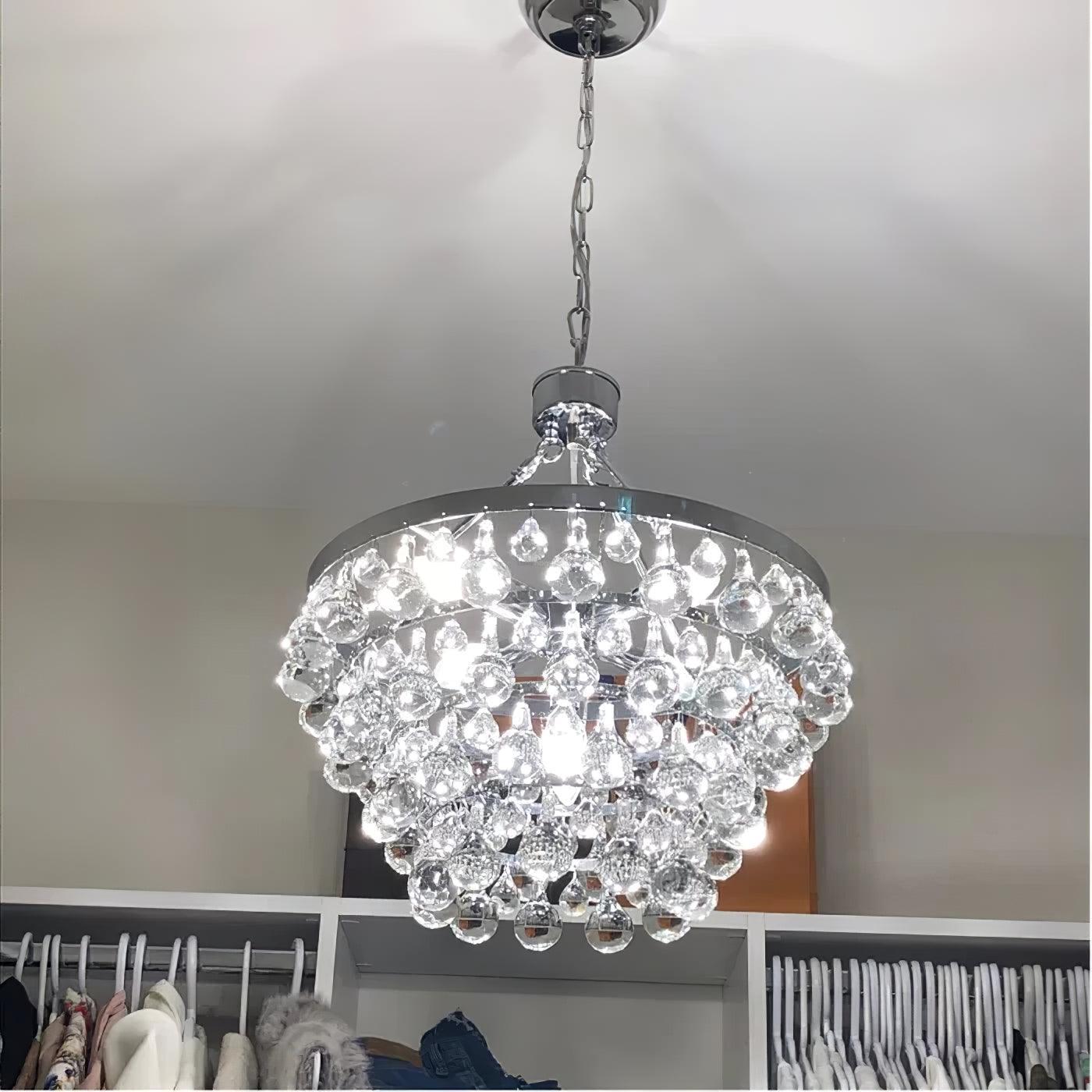 Unique Tiered Crystal Chandelier Φ 15.7″ - Crystals-1-Luxehomezone