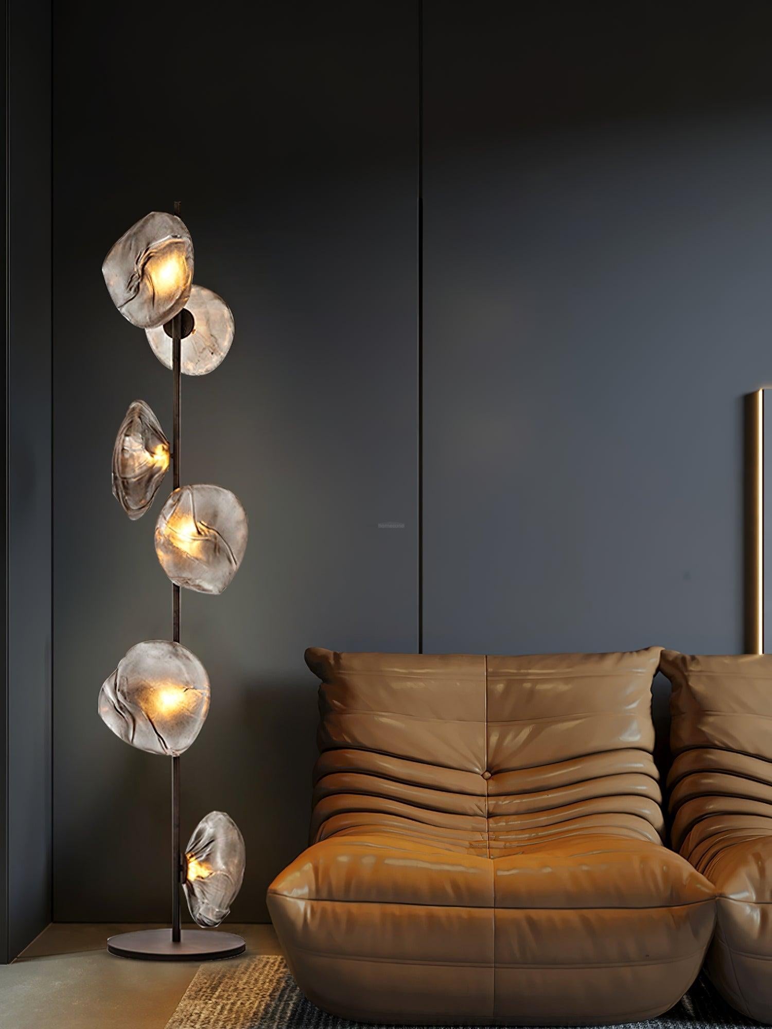 Glass Petals Floor Lamp with 3/6 heads - Art Glass-1-Luxehomezone
