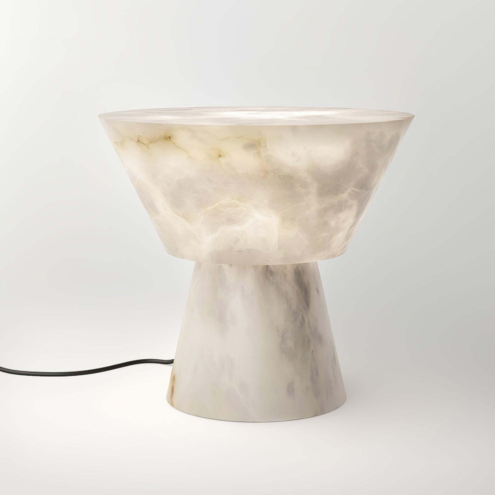 Beta Marble Round Table Lamp - Alabaster-1-Luxehomezone