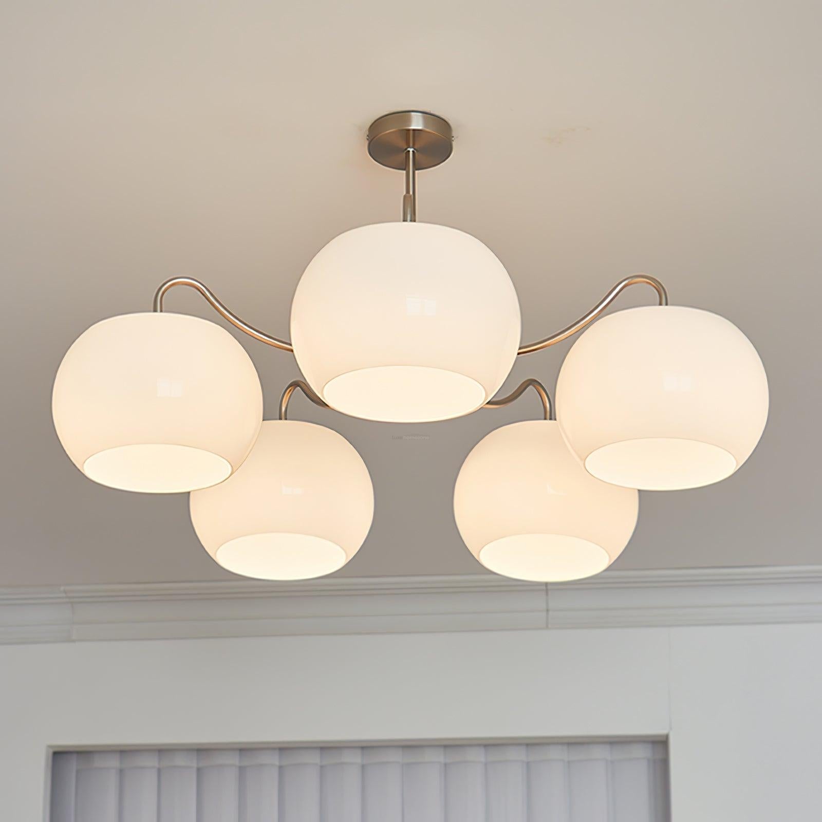 Nickel Glass Persimmon Chandelier with 3/5 heads - Glass Chandelier, Optimized, Persimmon-1-Luxehomezone