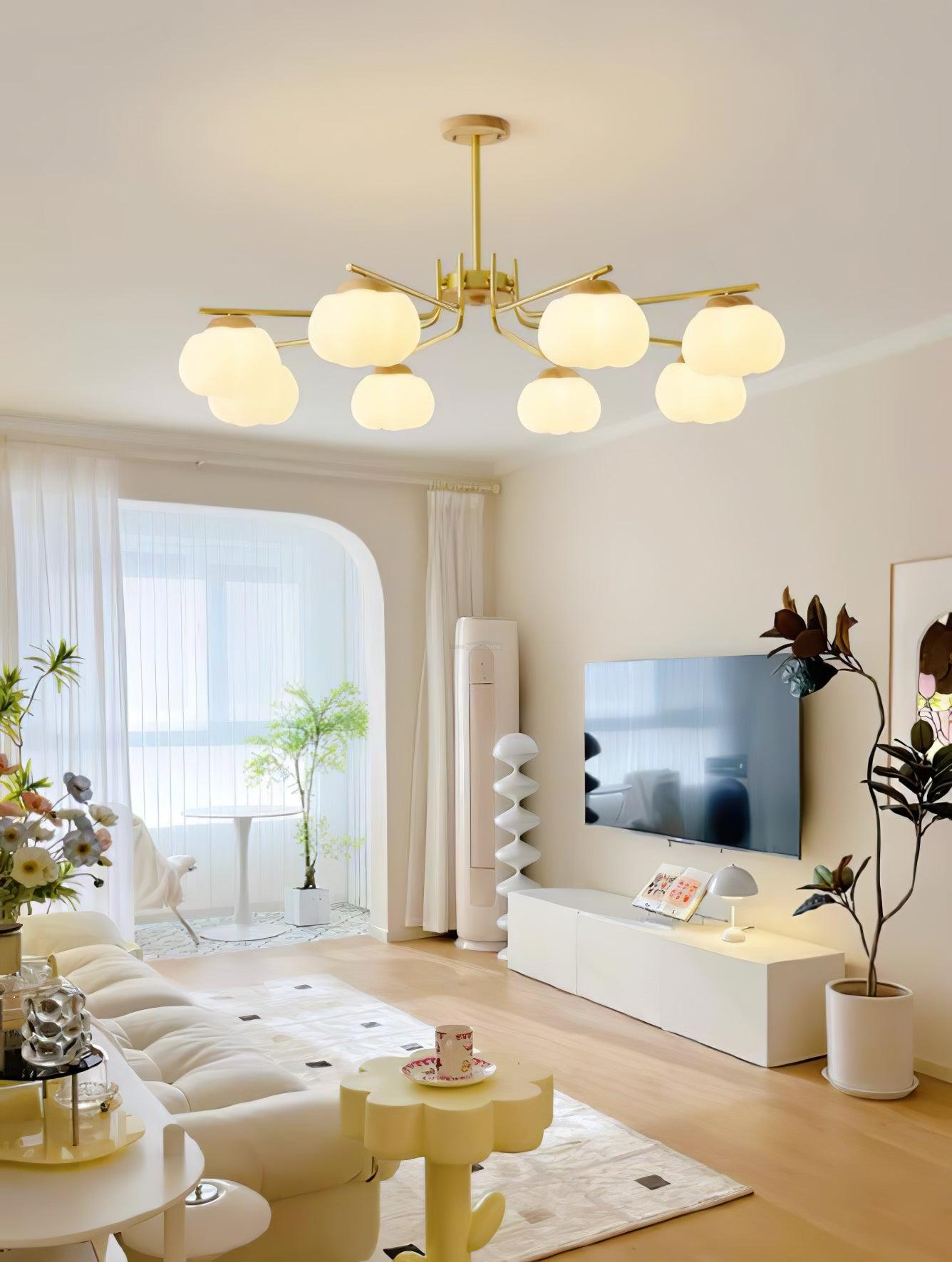 Plastic Cotton Balls Chandelier with 5/8 heads - Zahara-1-Luxehomezone