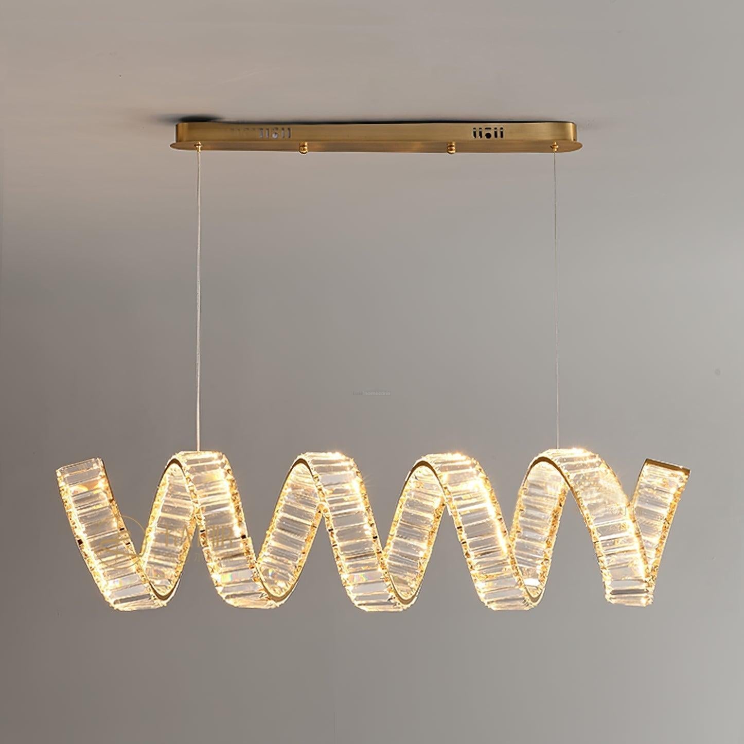 Curved LED Chandelier 39'' 47'' 59'' - Crystals, Straps-1-Luxehomezone