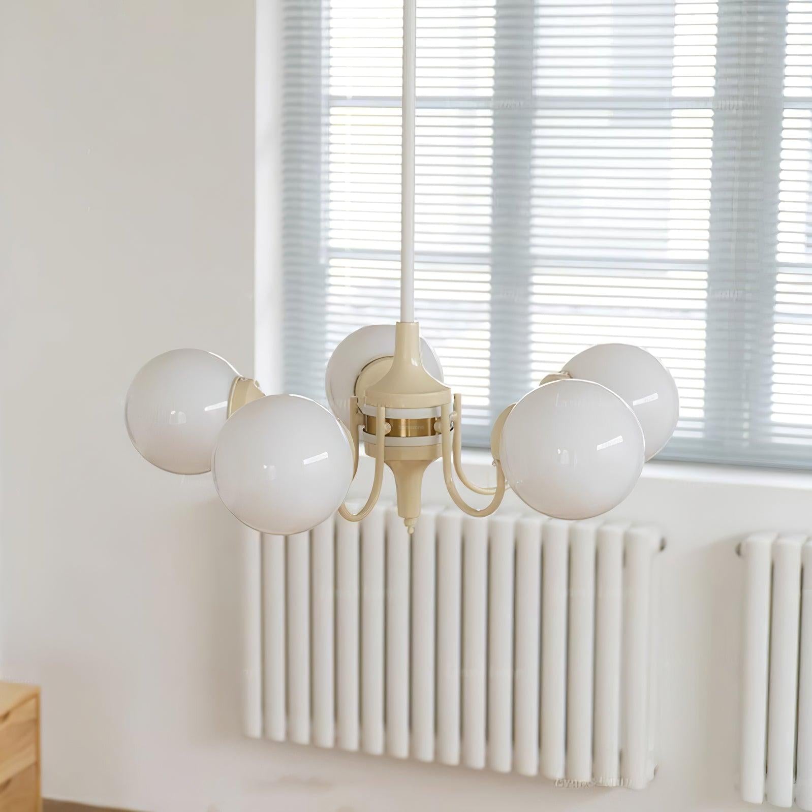 Cream Glass Ball Chandelier ∅ 19.7″ - Bend-1-Luxehomezone