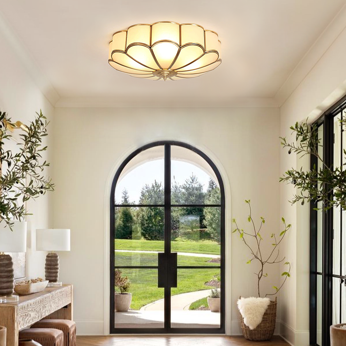 Flower Shape Glass Recessed Ceiling Light-Glass Flush Mount - Flush Mounts, Optimized-1-Luxehomezone