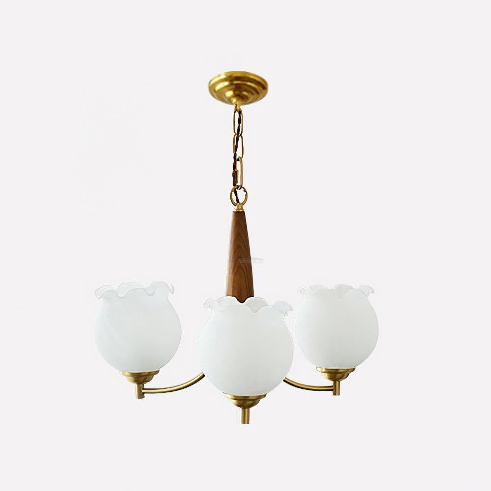 Tulips Glass Wood Chandelier with 3/5 heads - Zahara-1-Luxehomezone