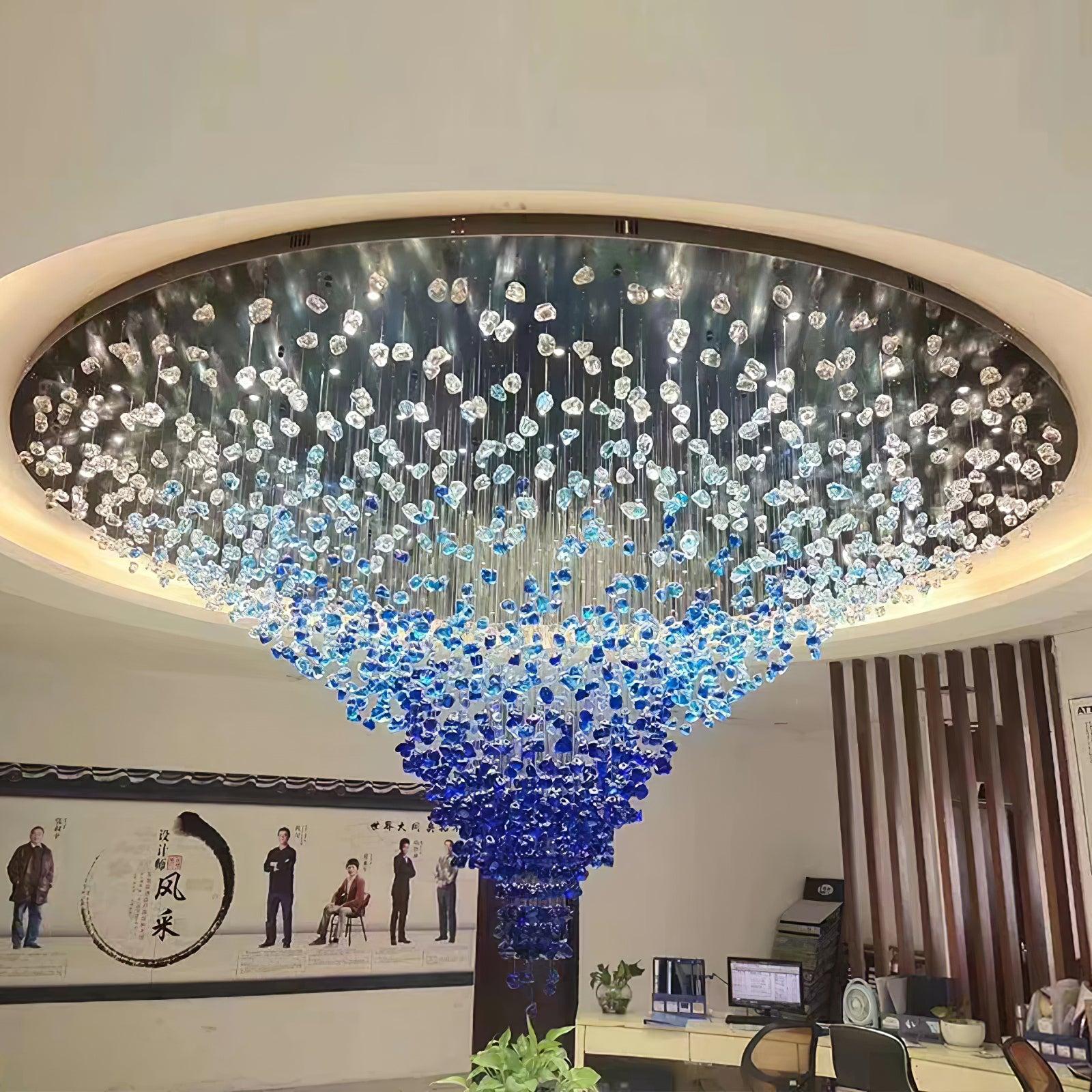 Multicolor Crystal Stone Round/Long canopy Chandelier - Helia-1-Luxehomezone