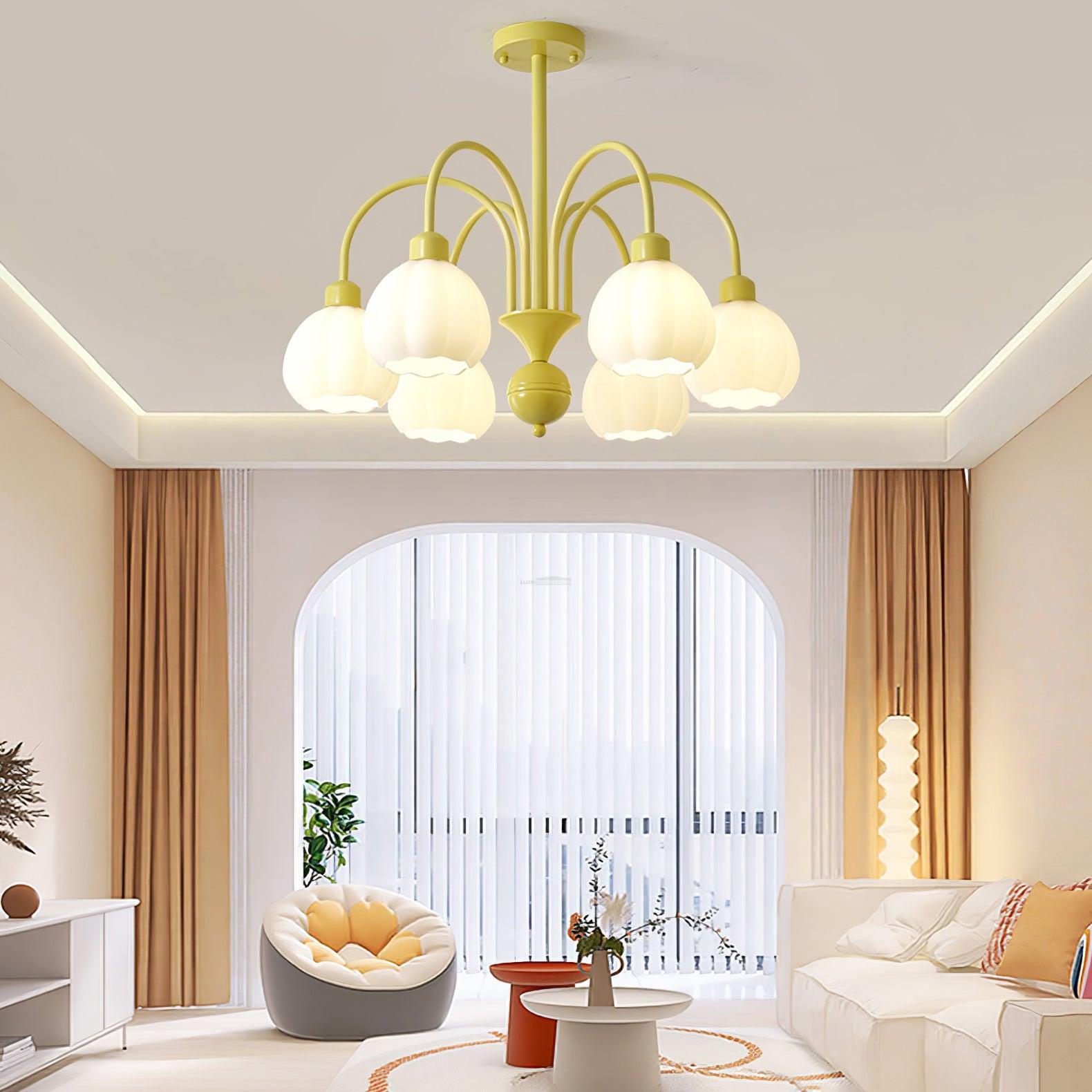 Cream Pumpkin Ball Chandelier with 4/5/6/8 heads - Zahara-1-Luxehomezone