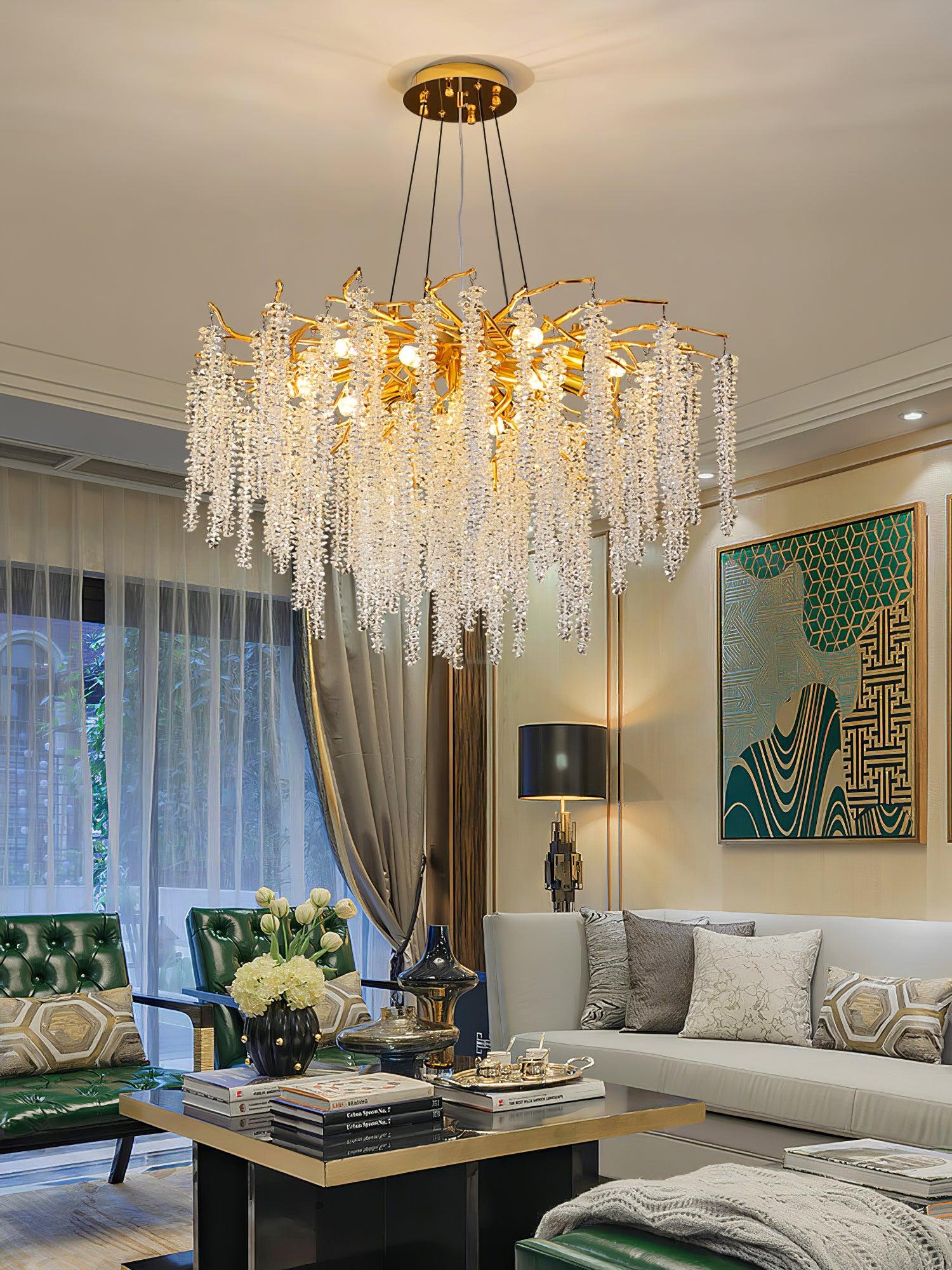 Wisteria Flower Style Crystal Chandelier For Living Room - Luxehomezone