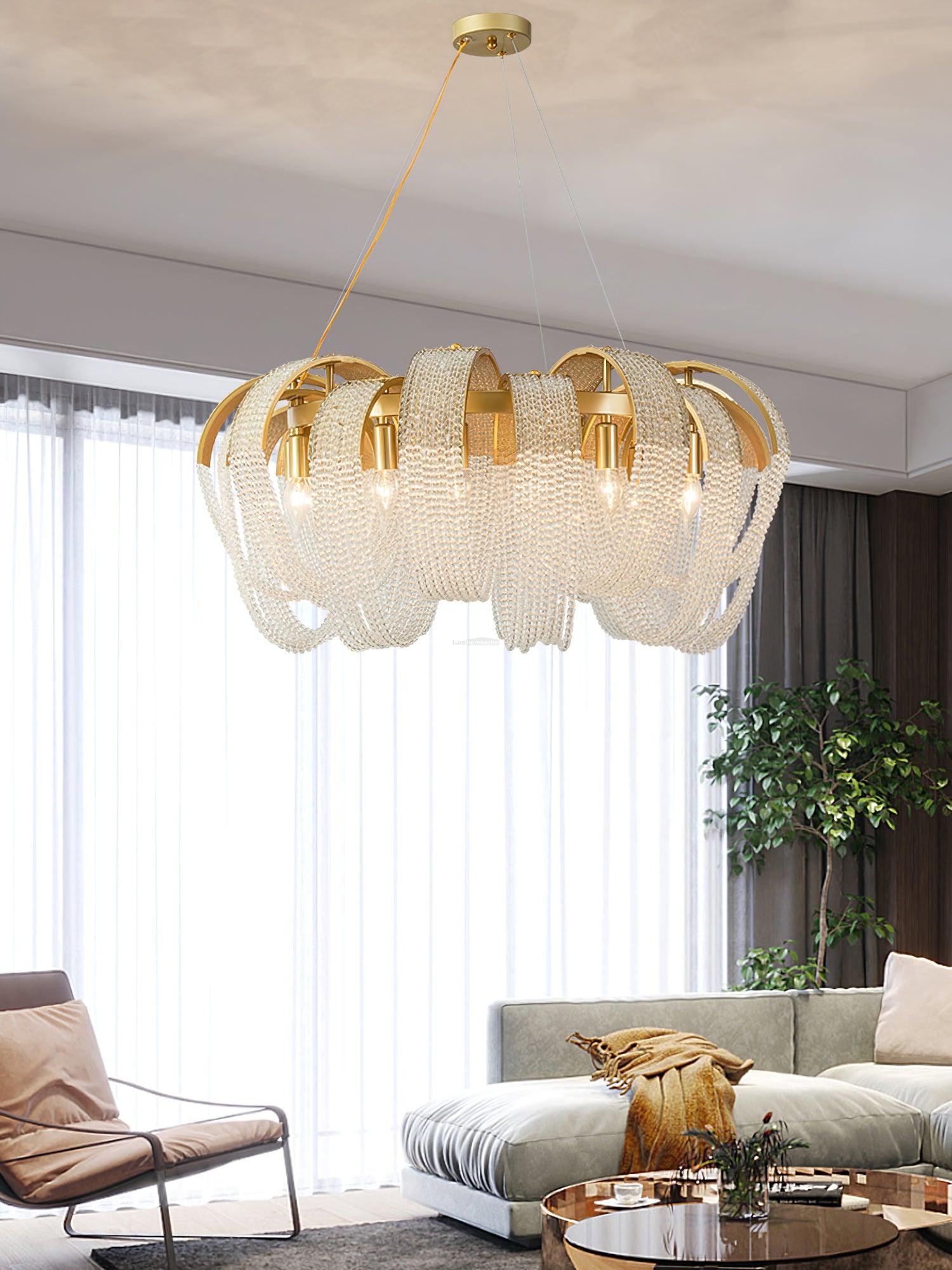 Mesh Crystal Chandelier with 1/6/9 heads - Crystals-1-Luxehomezone