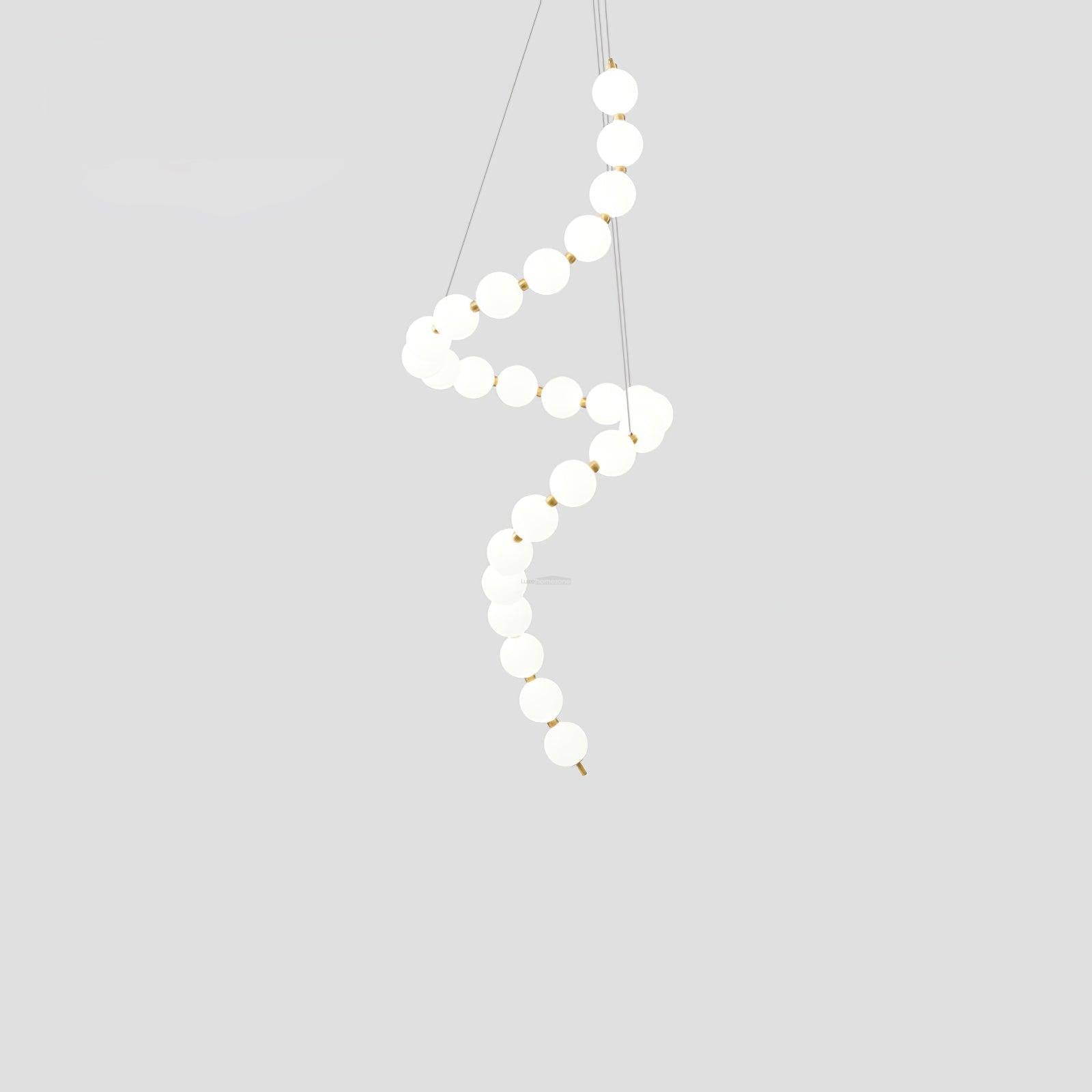 Acrylic Pearl Necklace Style Chandelier - Brass & White, Cluster-1-Luxehomezone