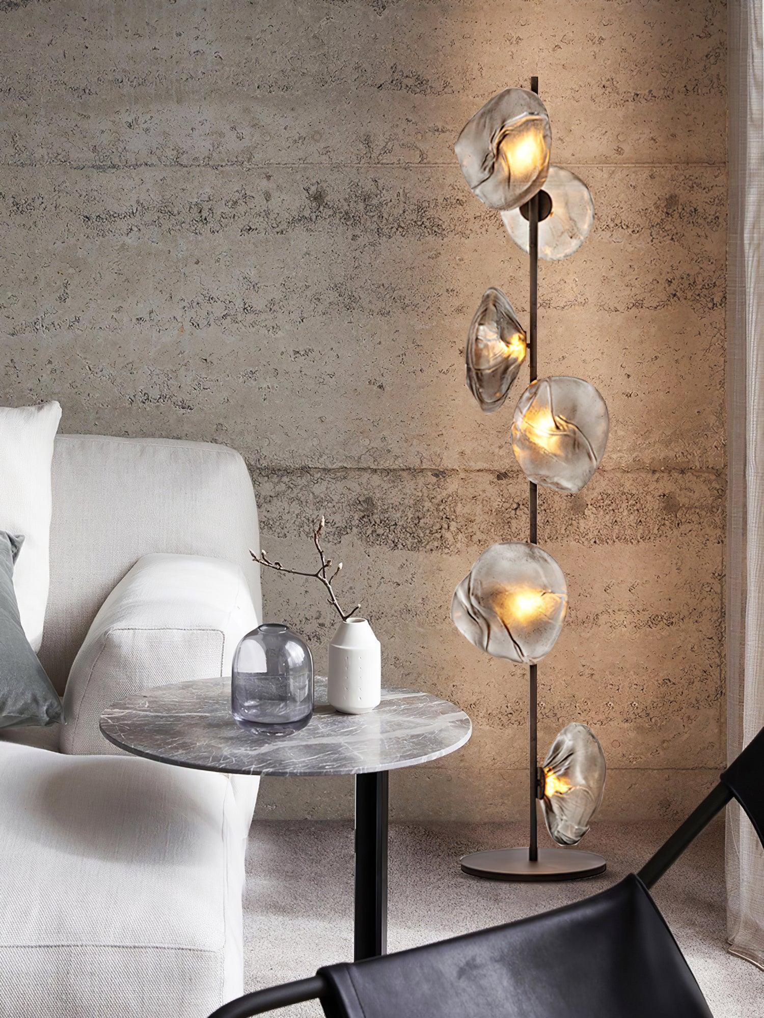 Glass Petals Floor Lamp with 3/6 heads - Art Glass-1-Luxehomezone