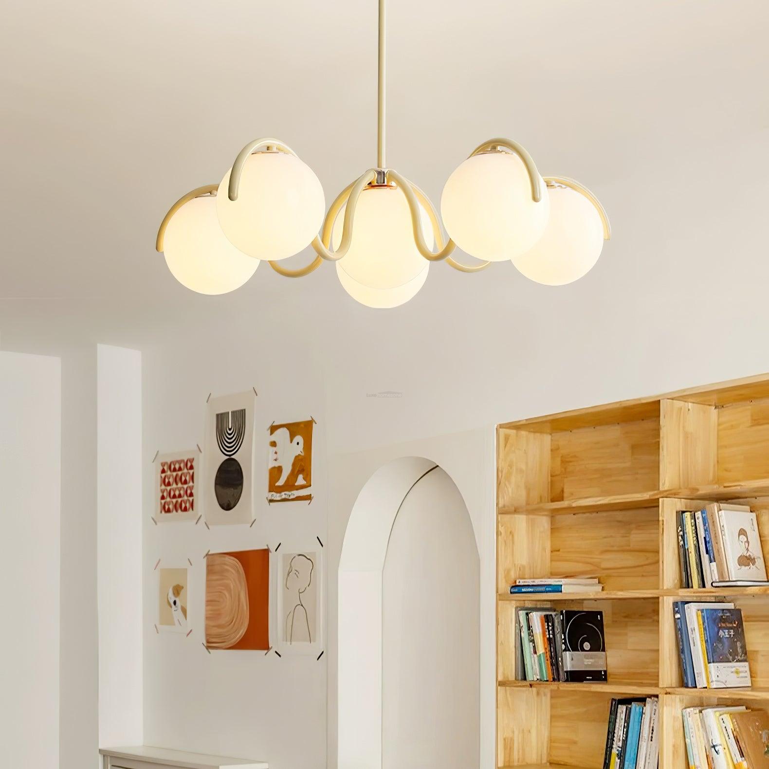 Reedway Curve Linear Chandelier ∅ 27.2″ - Bend, Marshmallow Chandelier-1-Luxehomezone