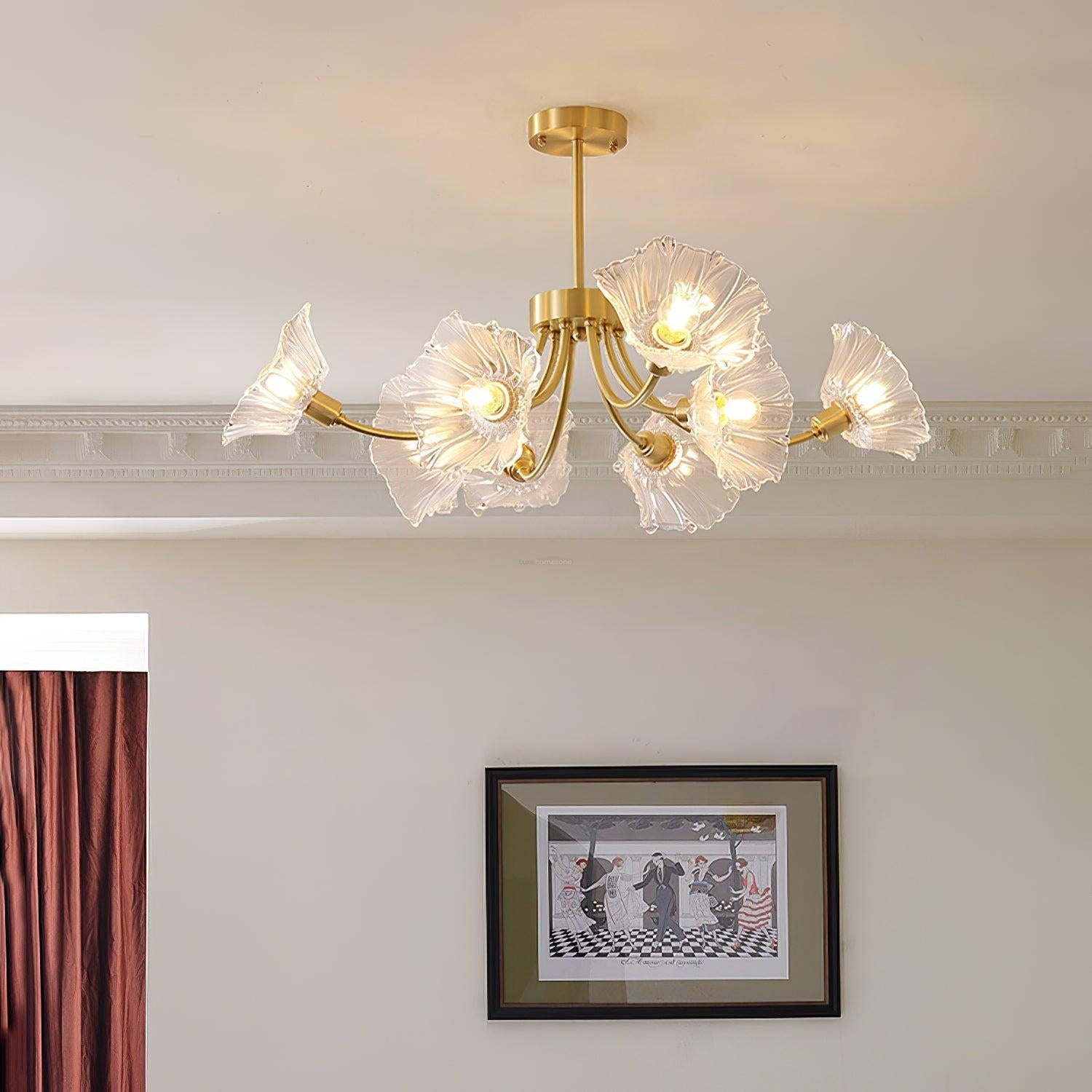 Kalin Flower Glass Chandelier with 3/5/8 heads - Luxehomezone