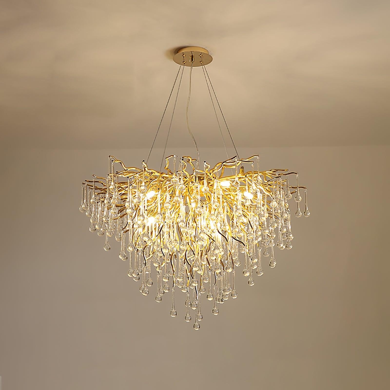 Teardrop Style Crystal Chandelier - Crystals, Gold & Clear crystal-1-Luxehomezone