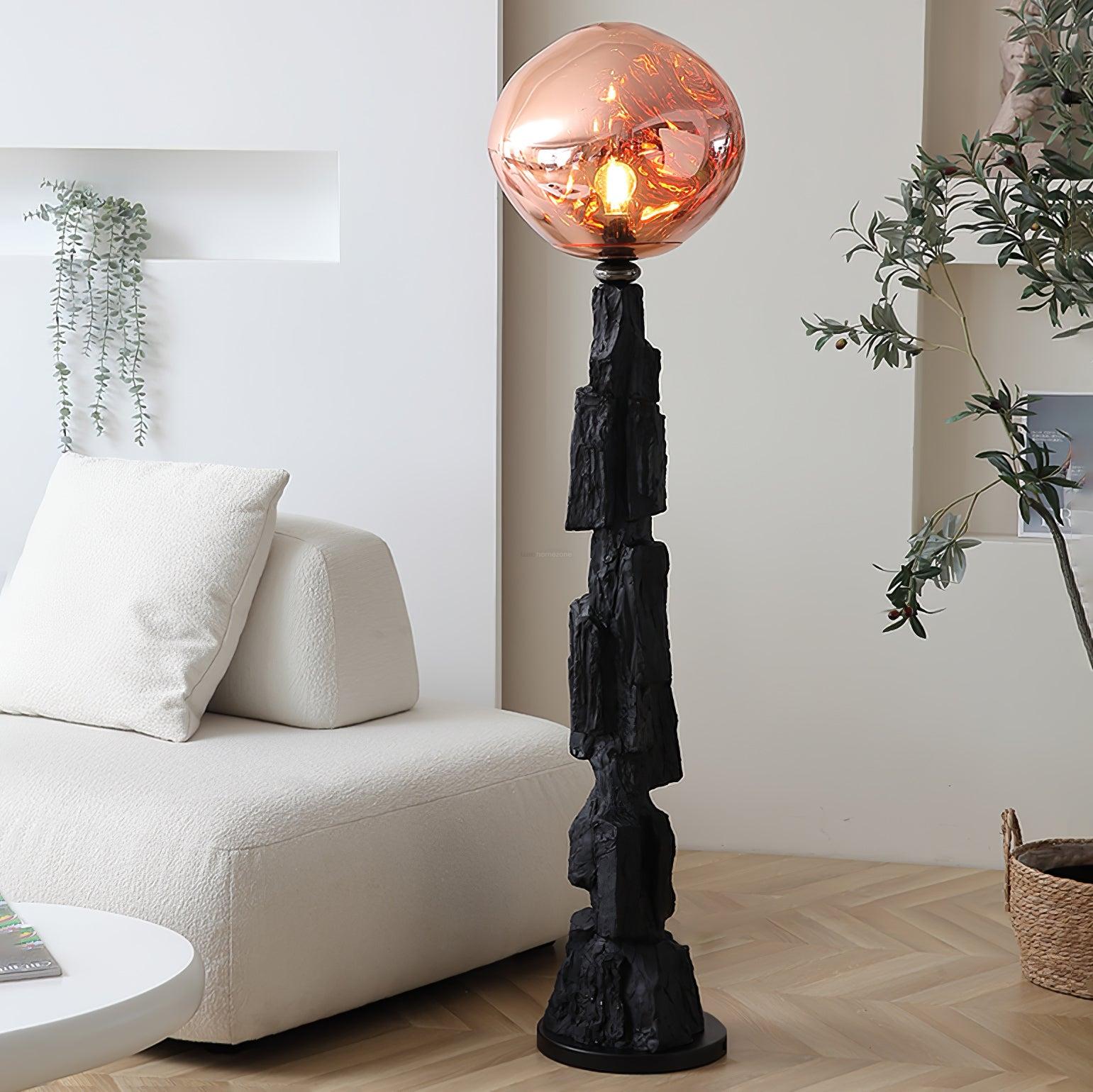 Lava Floor Lamp with Charcoal Color - Black  & Rose gold, Lava-1-Luxehomezone