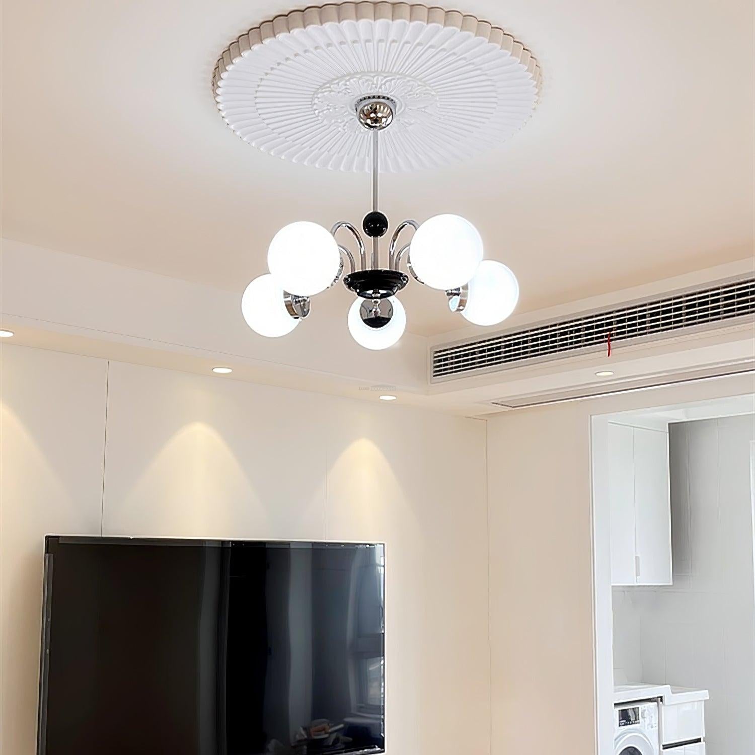 Yisu Glass Globe Chandelier with 3/4/5/6/8 heads - Bend, Marshmallow Chandelier, Optimized-1-Luxehomezone