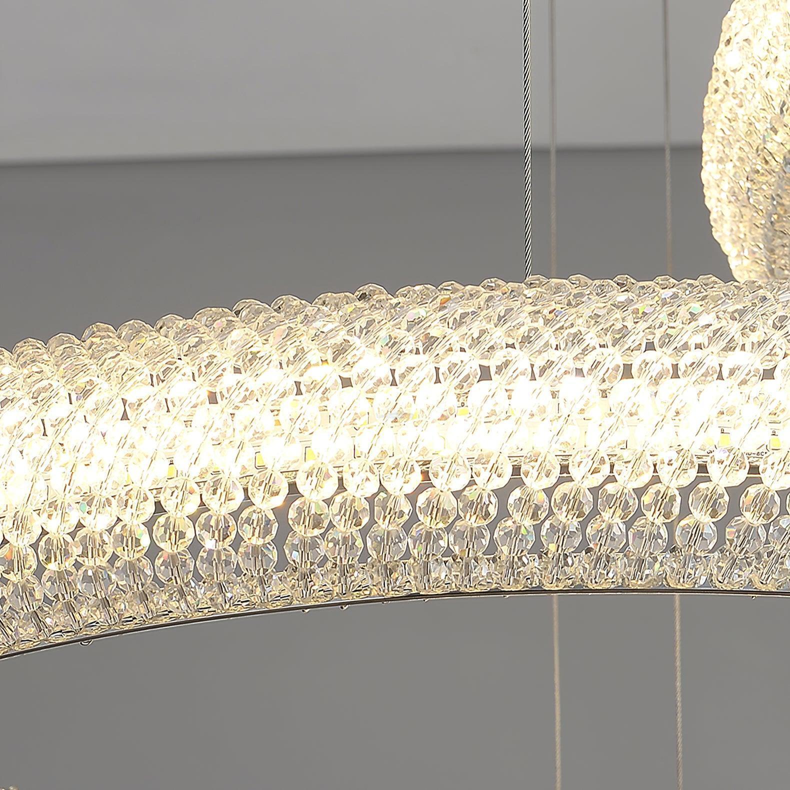 Asscher Ring Chandelier ∅ 17.7″ - Crystals-1-Luxehomezone