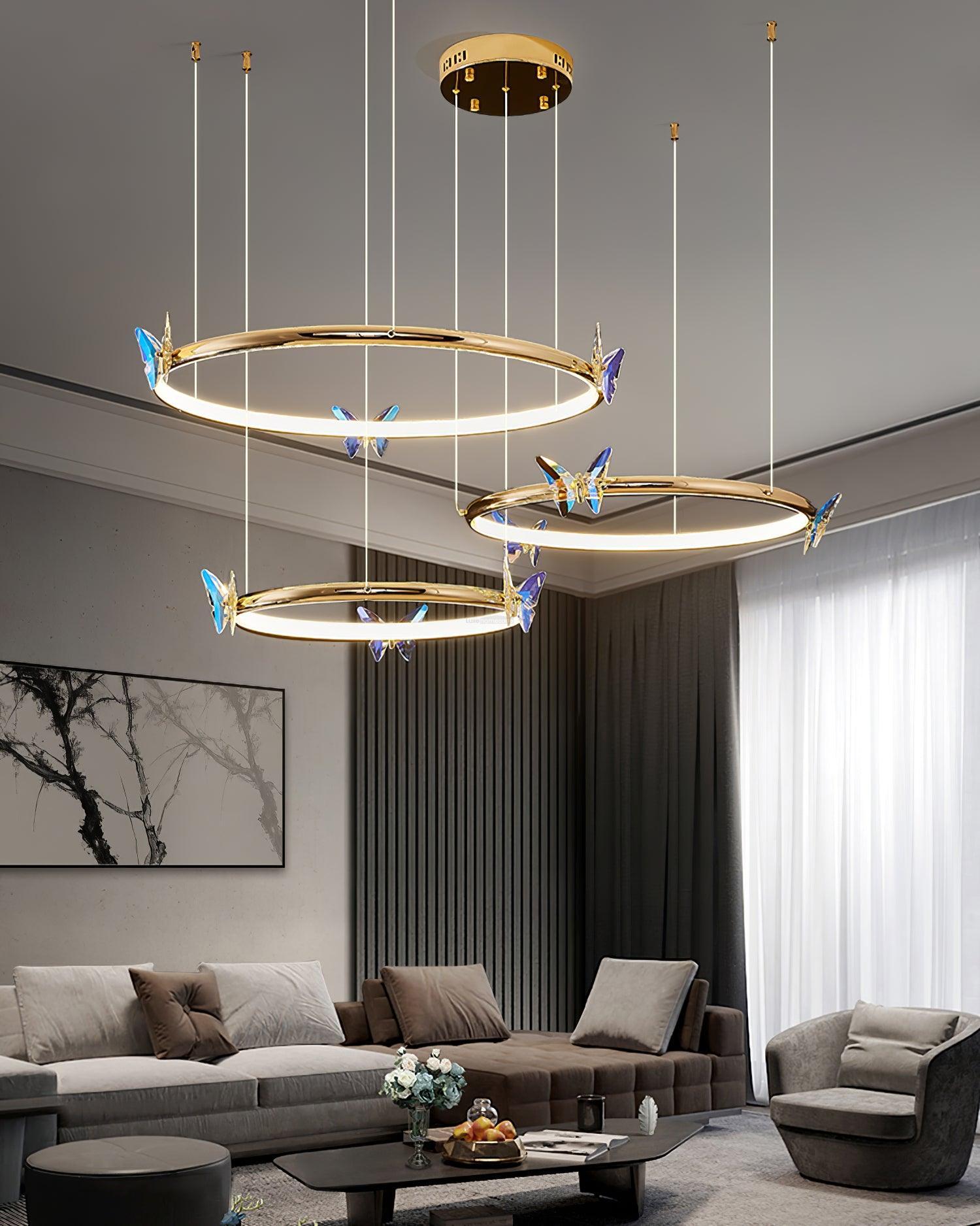 Blue Butterfly Round Chandelier - Butterfly-1-Luxehomezone
