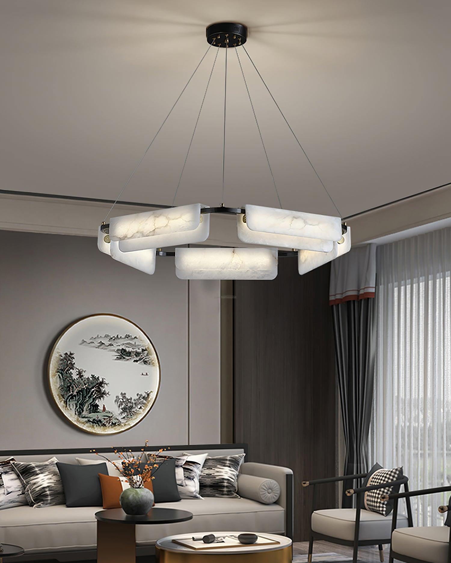 Delia Alabaster Chandelier - Alabaster, Alabaster Chandelier-1-Luxehomezone