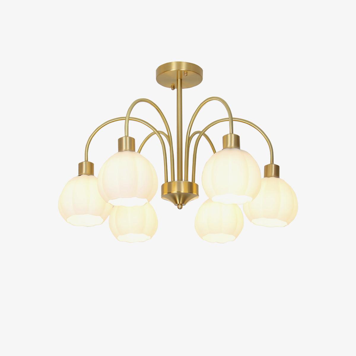 Golden Pumpkin Glass Chandelier with 3/5/6/8 heads - Bend-1-Luxehomezone