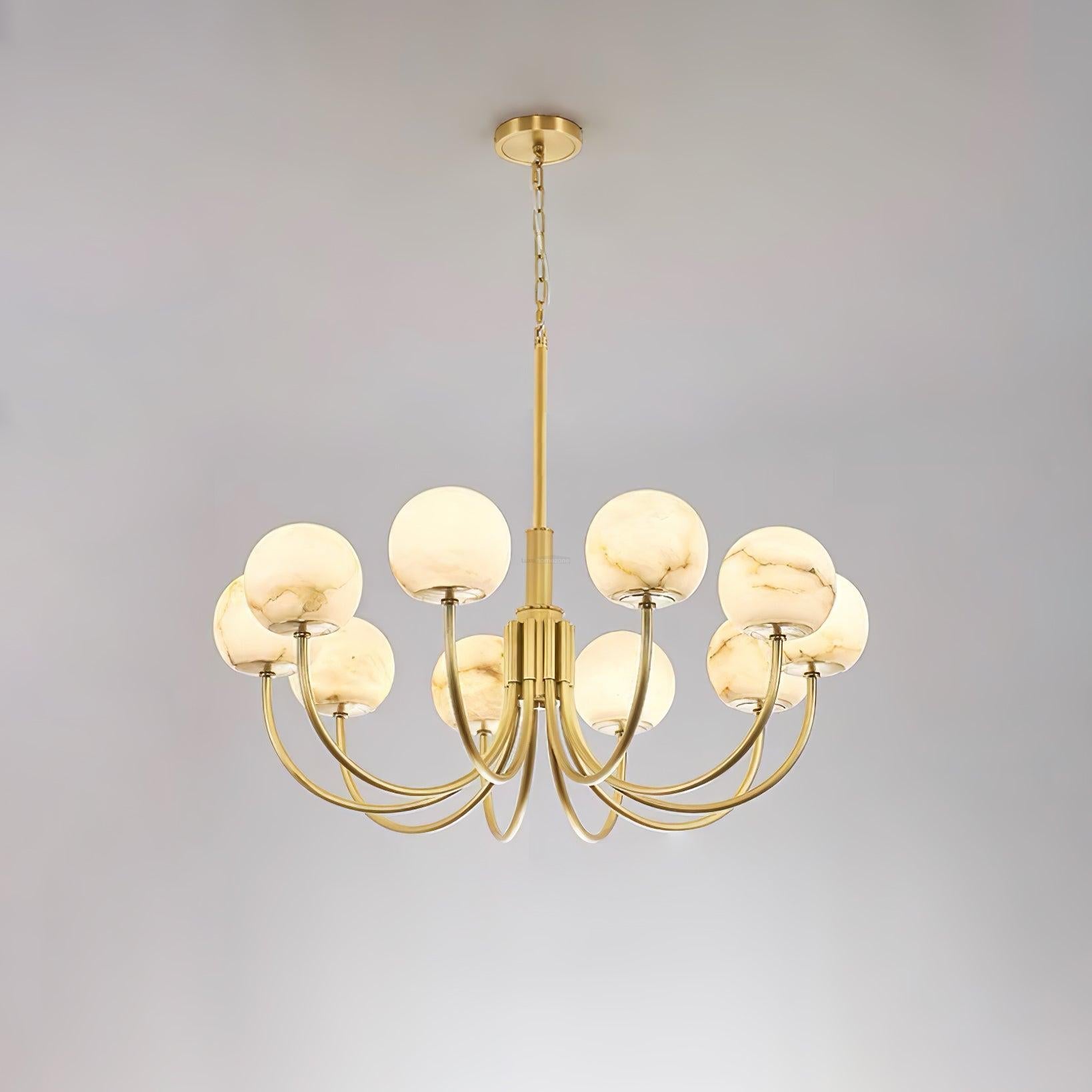 Aurelian Alabaster Globe Chandelier with 6/8/10/12 heads - Luxehomezone