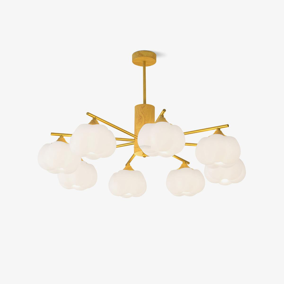Wooden Cotton Balls Chandelier with 5/8 lamps - Zahara-1-Luxehomezone