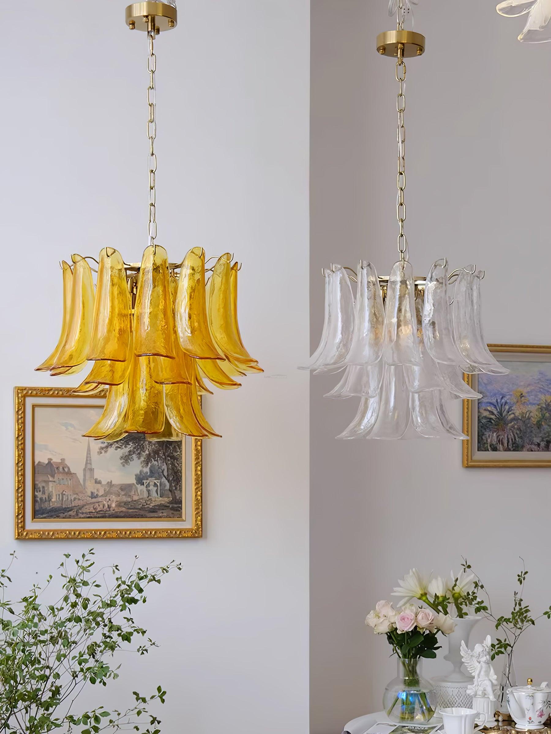Glass Leaf Cascade Chandelier with 3/4 layer - Luxehomezone