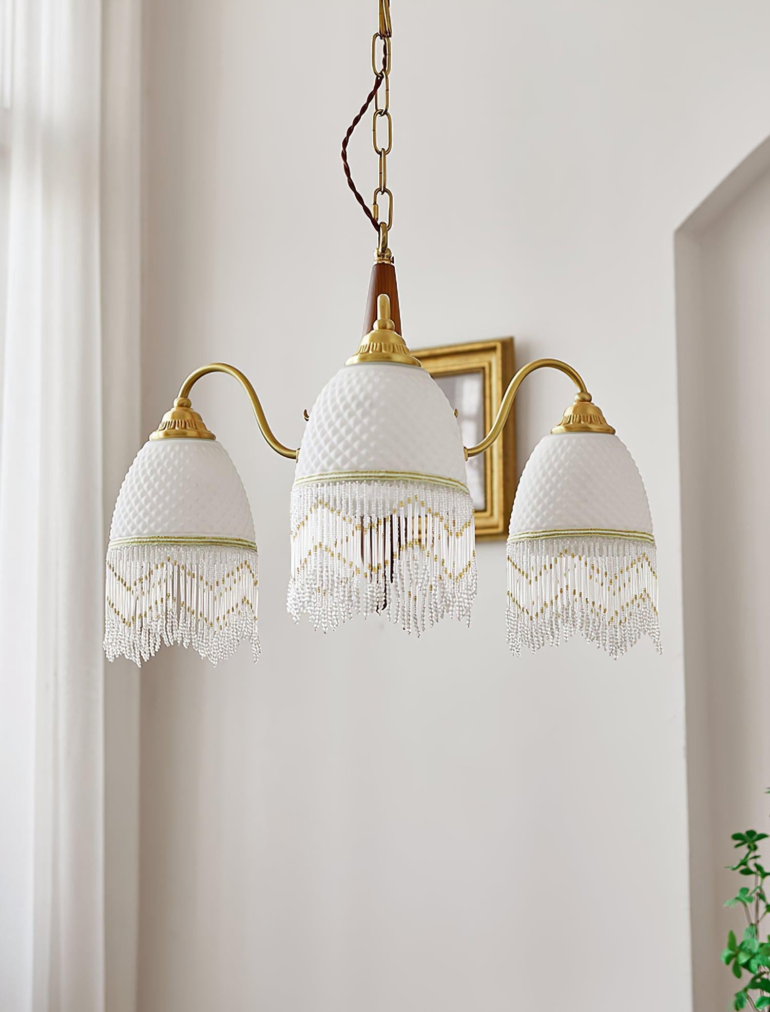 Mesh Tassel Glass Chandelier ∅ 19.7″ - Tassel-1-Luxehomezone