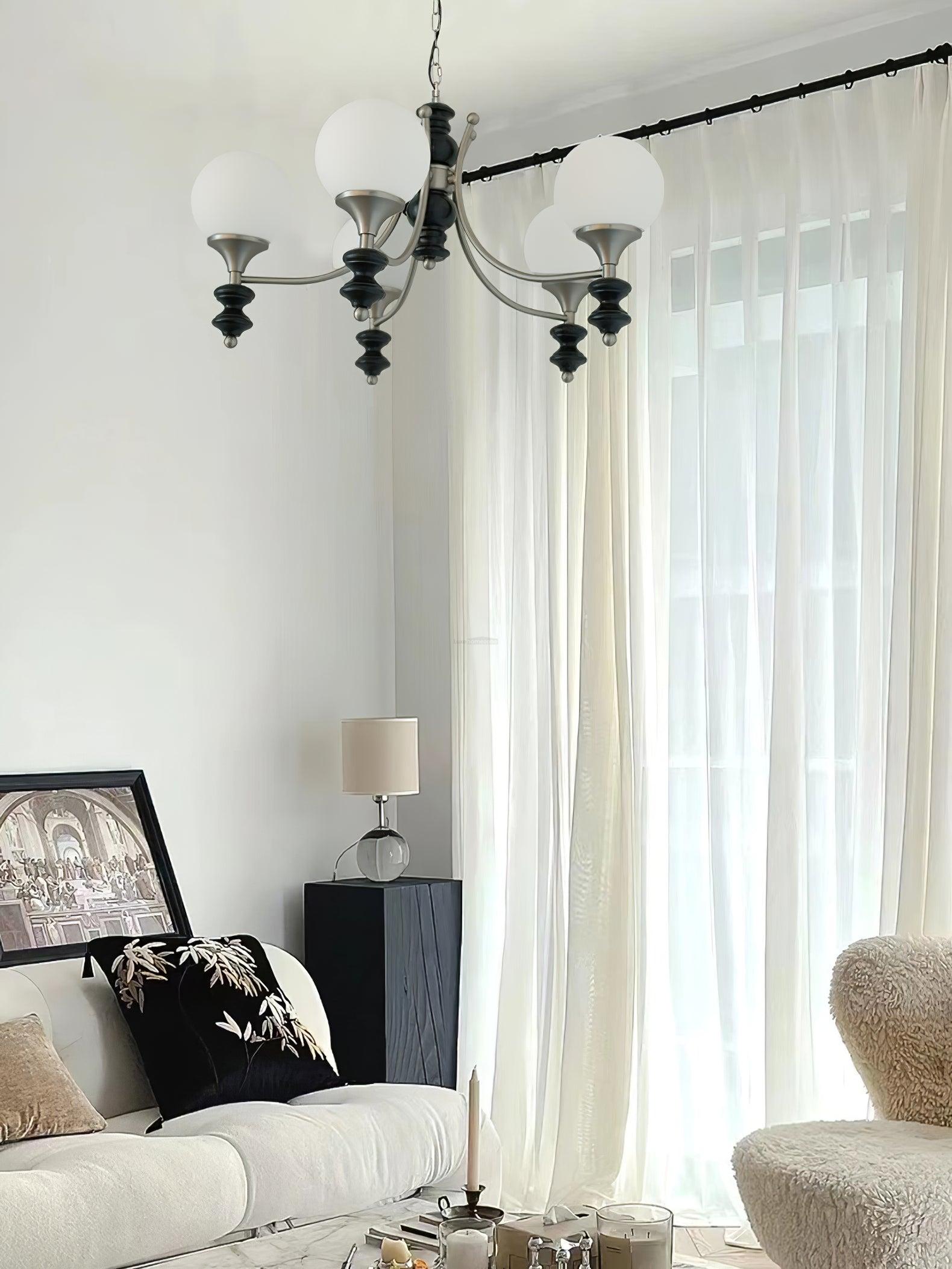 Tina Wooden Chandelier with 3/5 heads - Bend, Marshmallow Chandelier-1-Luxehomezone