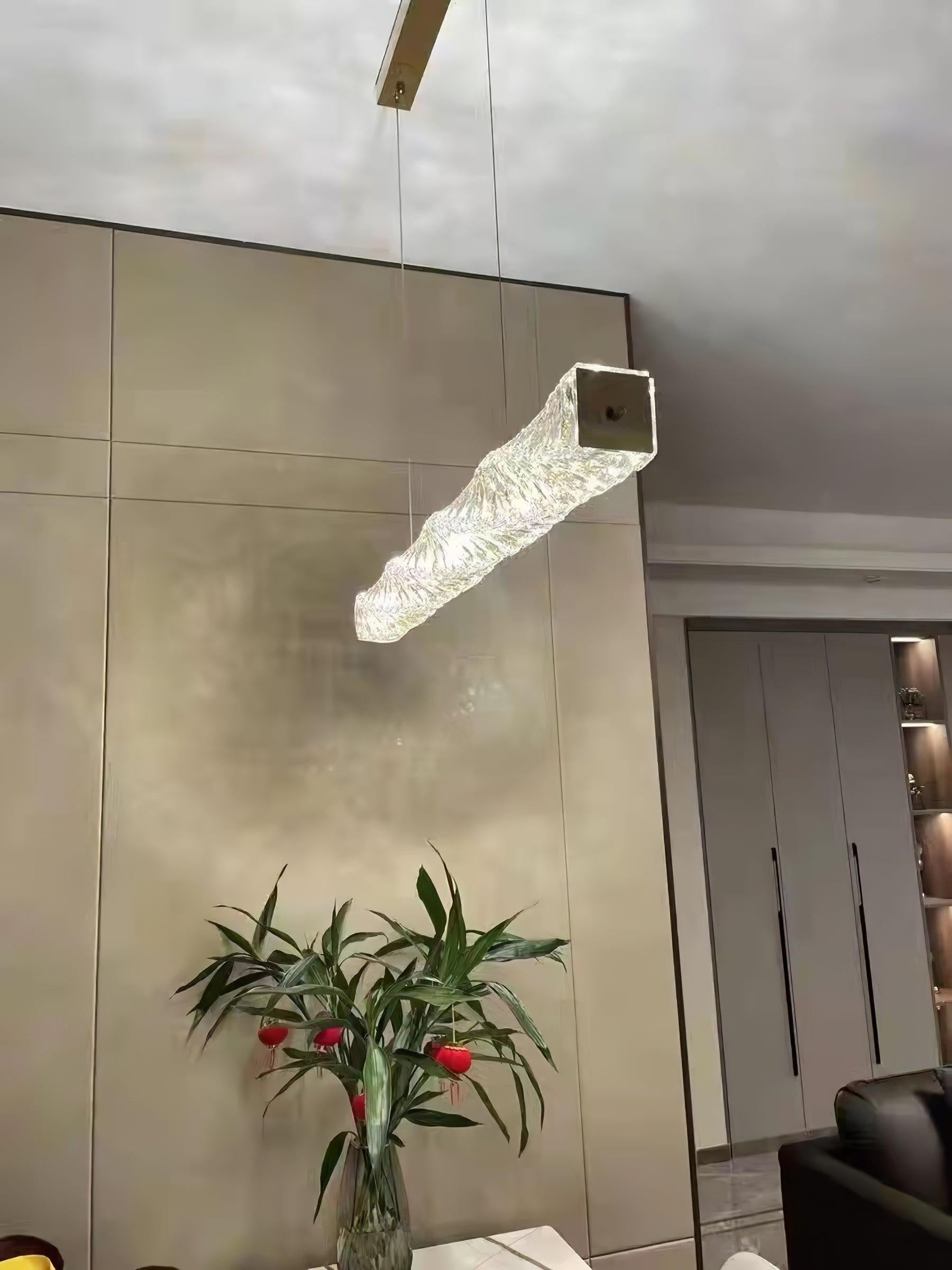 Long Crystal  Linear Pendant Light - Bar-1-Luxehomezone