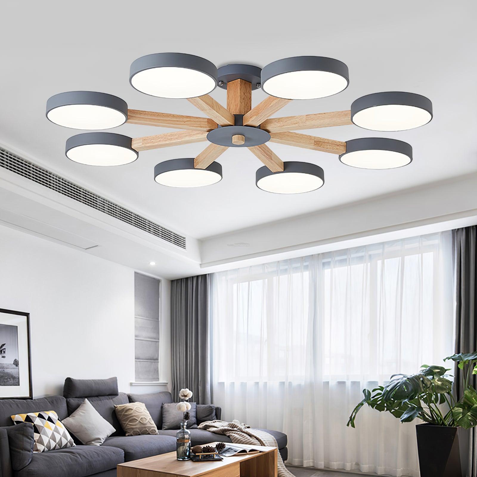 Modern Multi Stem Chandelier with 5/6/8 heads - Wood-1-Luxehomezone