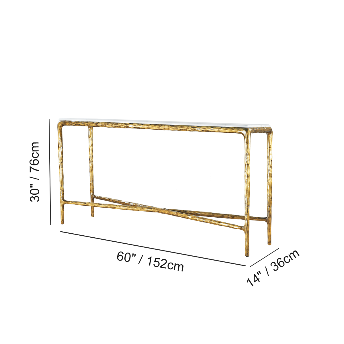 Thaddeus Rectangle Marble Console Table 60" 72"