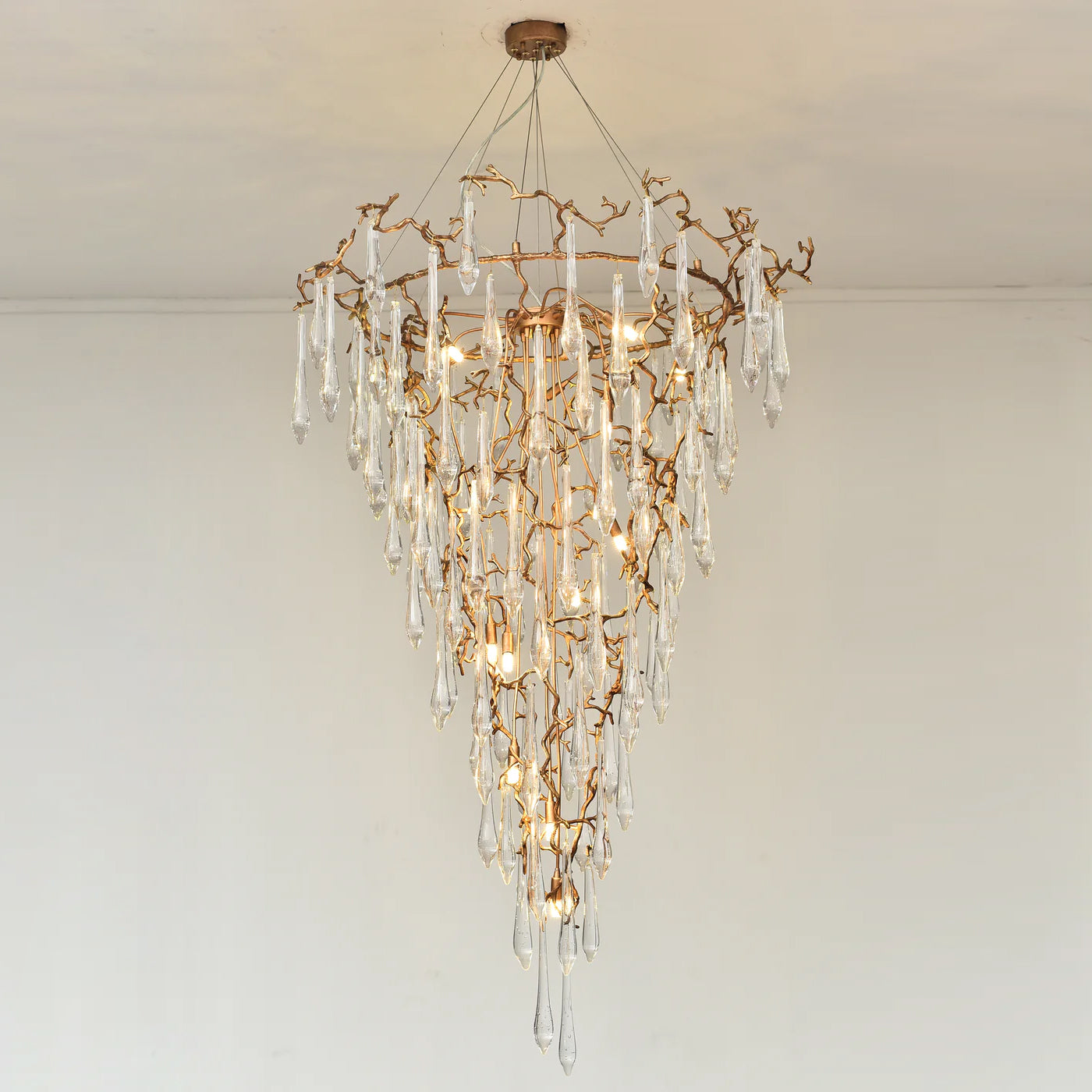 Round Foyer Droplet Staircase Chandelier - Helia-1-Luxehomezone