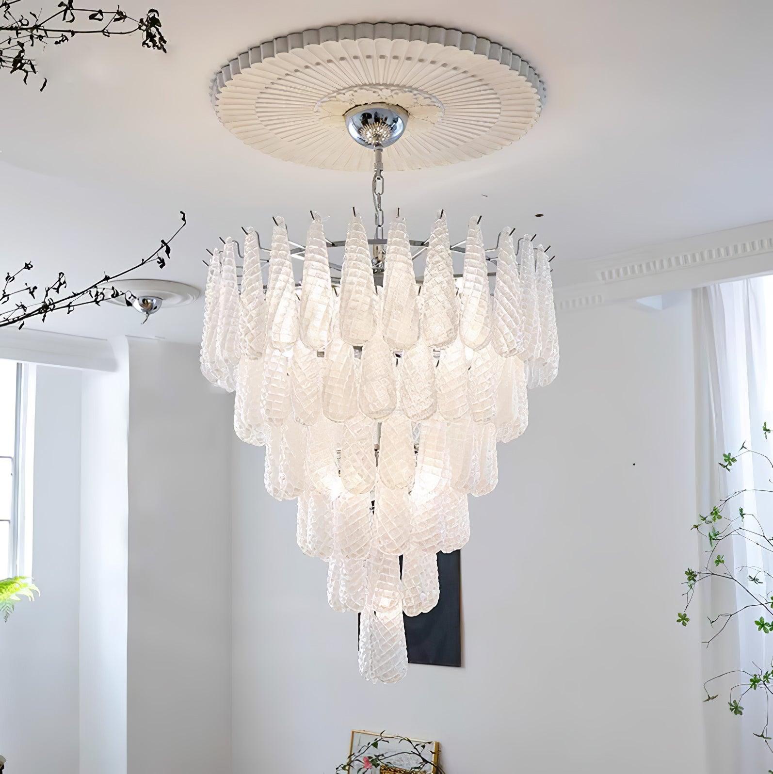 Grid Glass Style Waterfall Chandelier - Cylinder-1-Luxehomezone