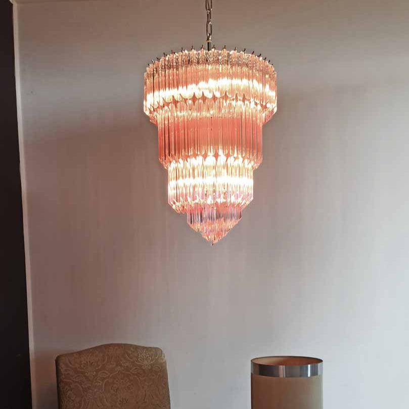 Murano Chandelier – 112 prisms – Pink