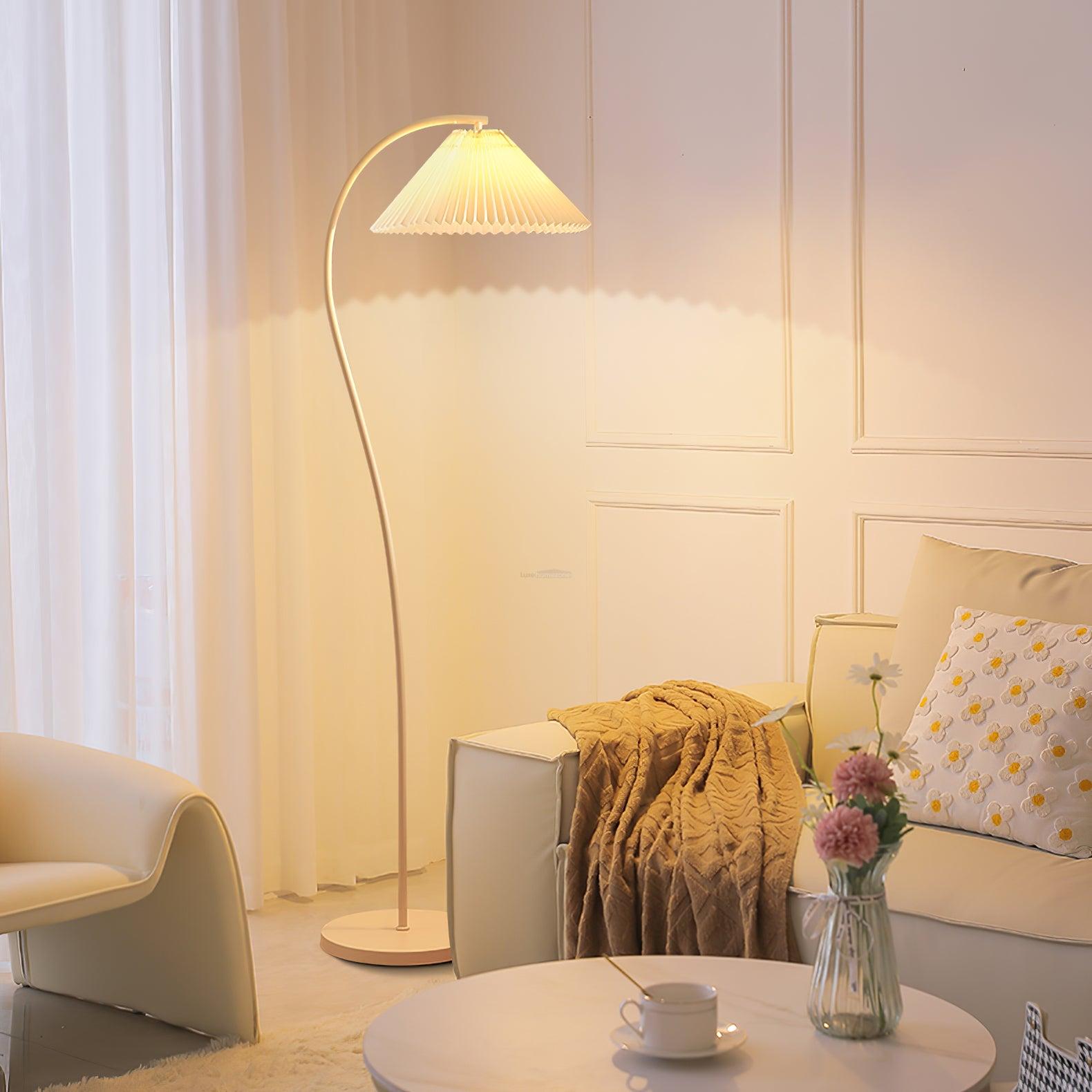 Crescini Pleated Floor Lamp ∅ 11.8″ - Drapery-1-Luxehomezone
