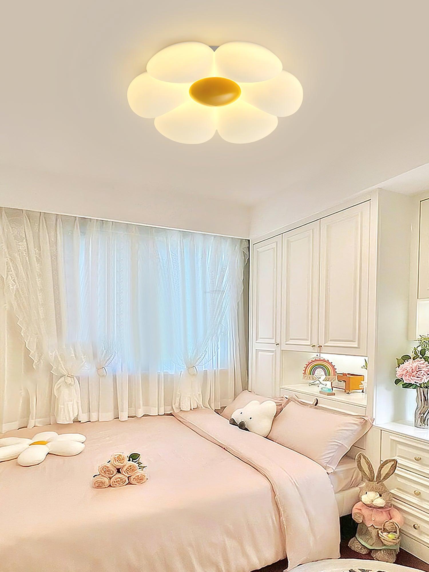Six-leaf Flower Kids Room Ceiling Lamp  ∅ 19.7″ - Candy, Flush Mounts, Green, Pink, White, Yellow-1-Luxehomezone