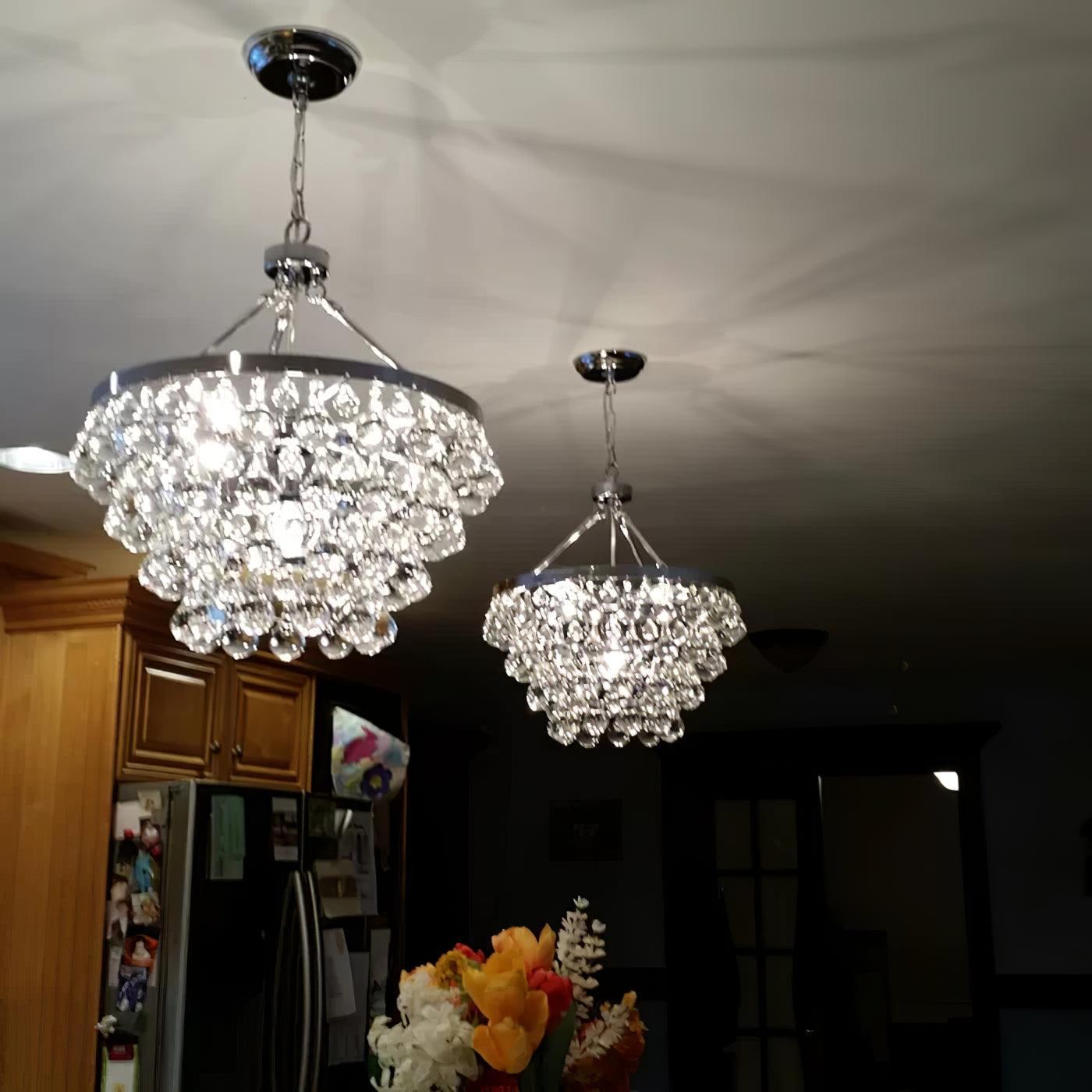 Unique Tiered Crystal Chandelier Φ 15.7″ - Crystals-1-Luxehomezone