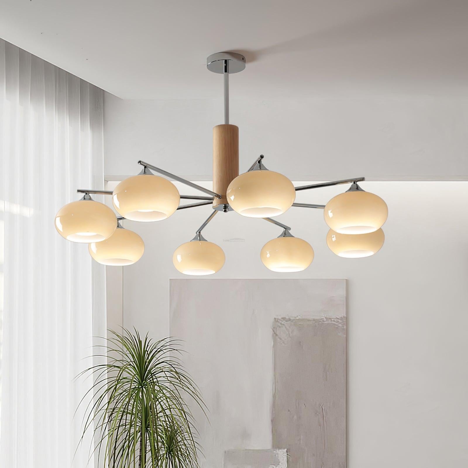 Elliptical Persimmon Chandelier with 3/6/8 heads - Glass Chandelier, Persimmon-1-Luxehomezone