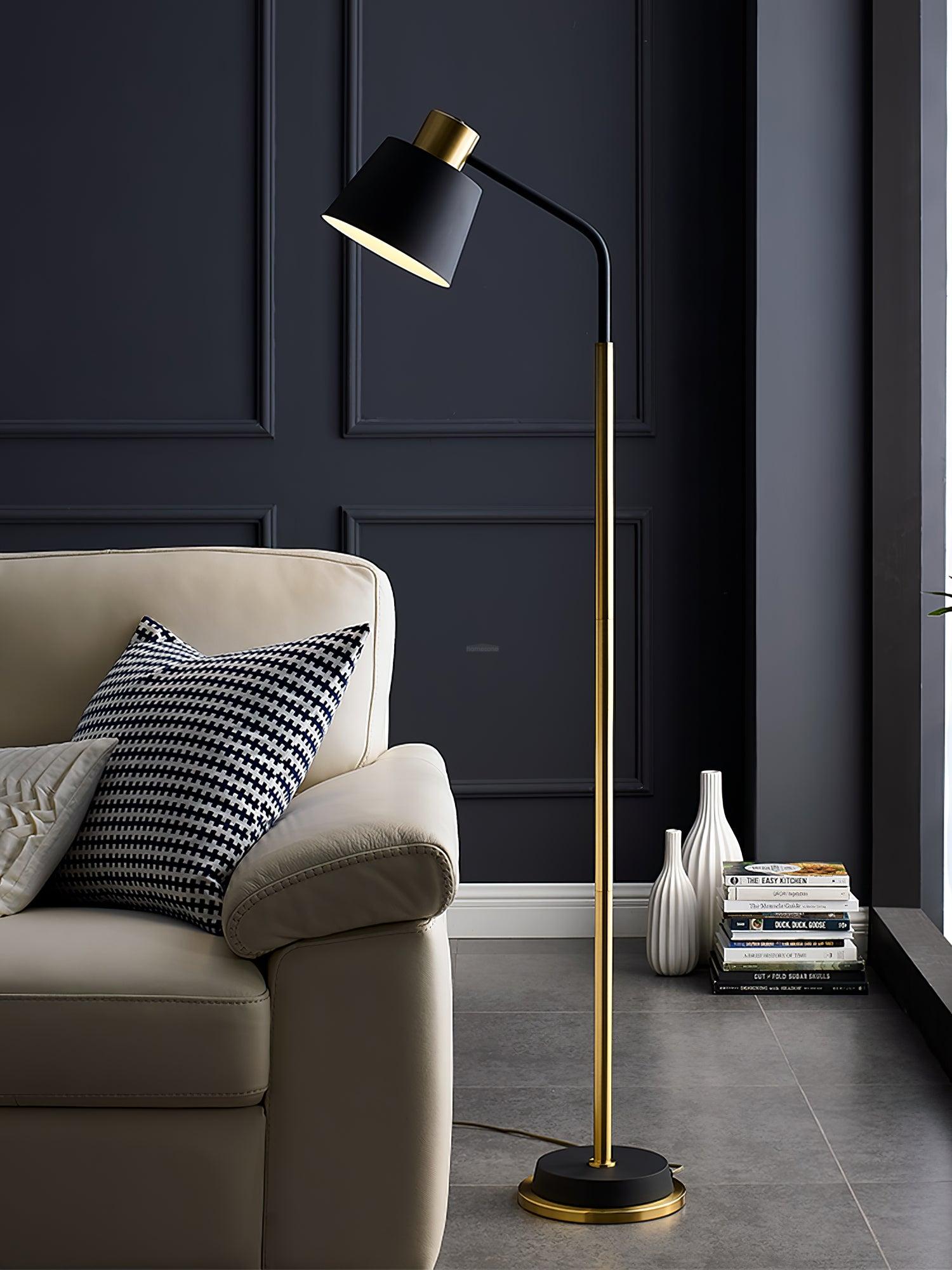 Emmental Floor Lamp ∅ 17.3″ - Gold&Black, Gold&White-1-Luxehomezone