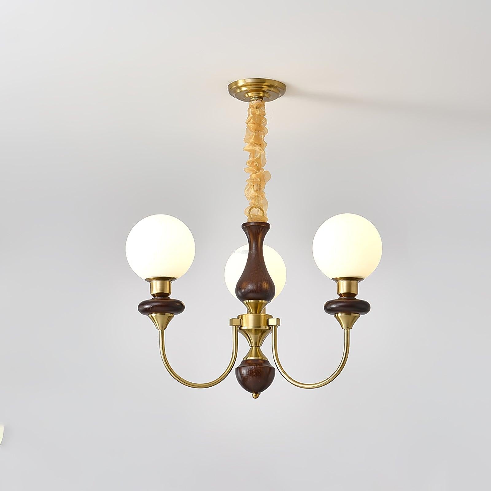 Walnut Brass Chandelier with 3/6/8 lamps - Bend, Marshmallow Chandelier-1-Luxehomezone