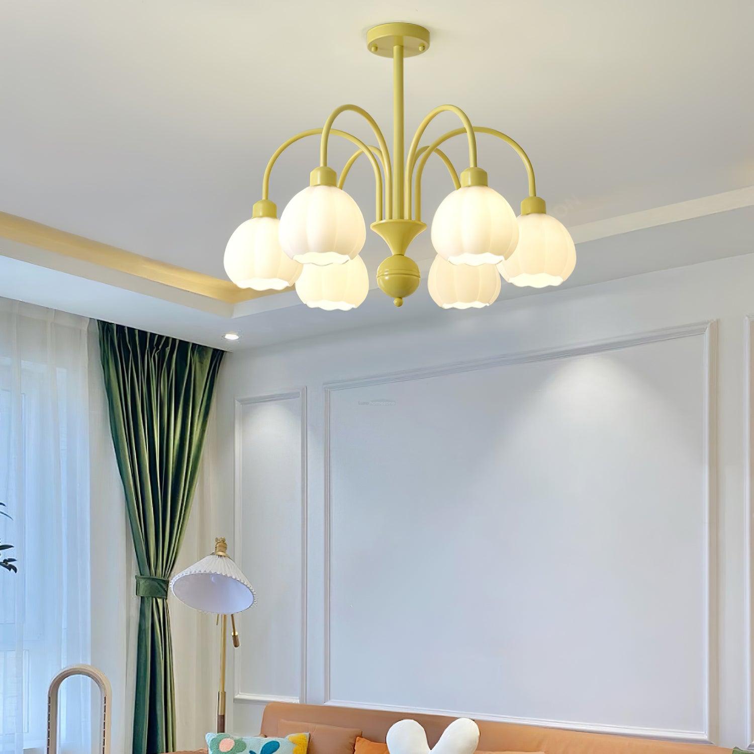 Cream Pumpkin Ball Chandelier with 4/5/6/8 heads - Zahara-1-Luxehomezone
