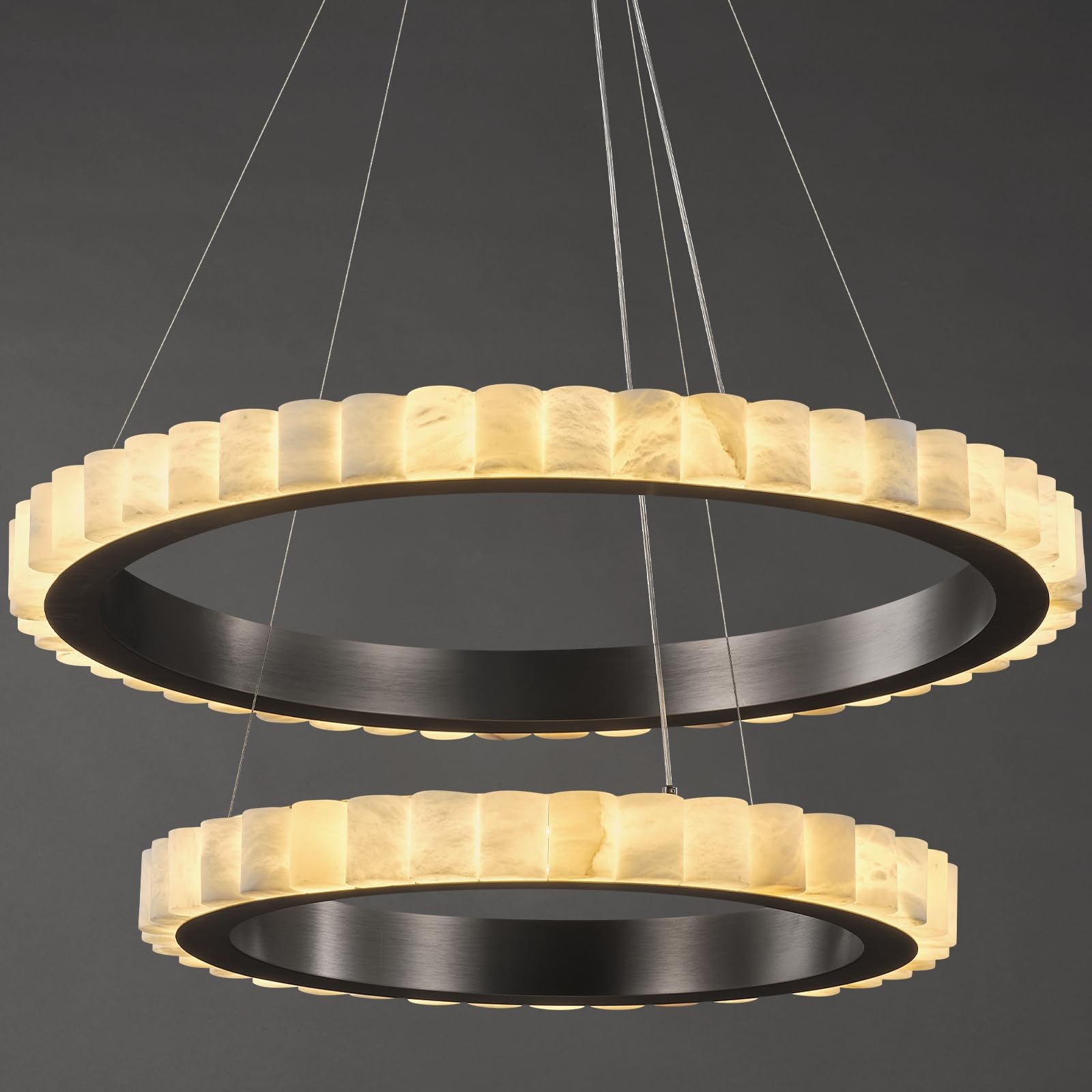 Melonie Alabaster Round 2-tier Chandelier 31"